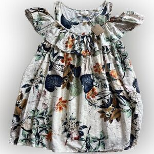 2Love Tropical Off The Shoulder NWT Bohemian Sun Dress Lined Medium Ruffle